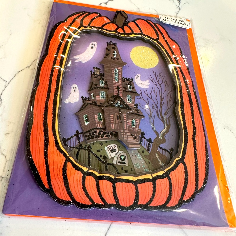 NWT Papyrus Halloween 🎃 3D Glittery Spooky House Card